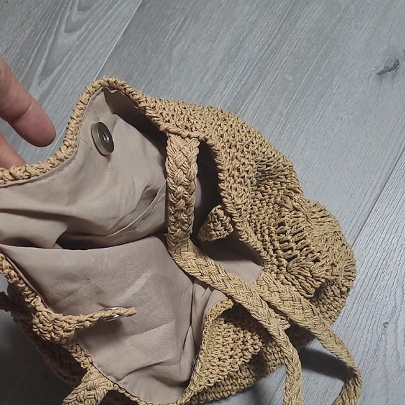 Handwoven Round Shoulder Bag in Tan - Picture 8 of 9